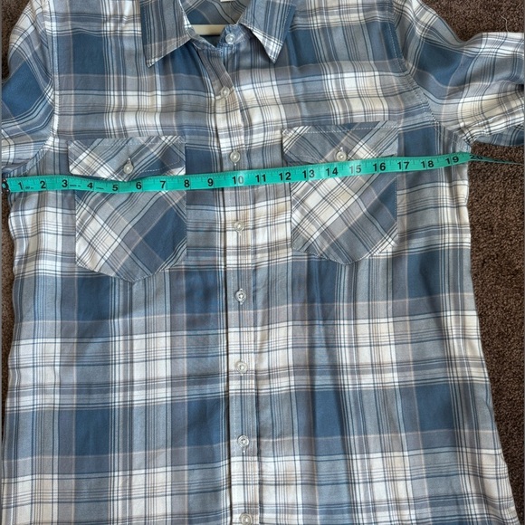 Blue Rain Francesca’s Large‎ Blue Plaid Button Down Cotton Western Boho - Picture 10 of 10